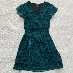 Aqua Teal and Black Patterned Dress